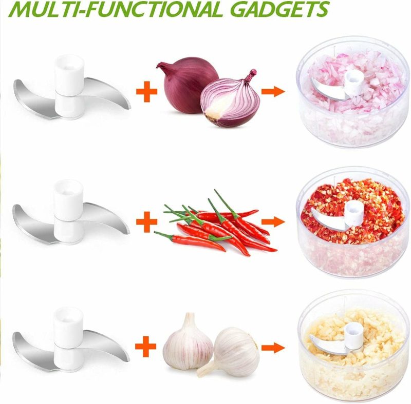 Kitchen Utensils & Gadgets |  Manual Food Chopper, Hand Held Food Processor Mixer Dicer Quick & Powerful Manual Vegetable Chopper Garlic Chopper For Boneless Meat, Fruits, Vegetables,Onions, Garlic S Home Decor & Cleaning GLADICER