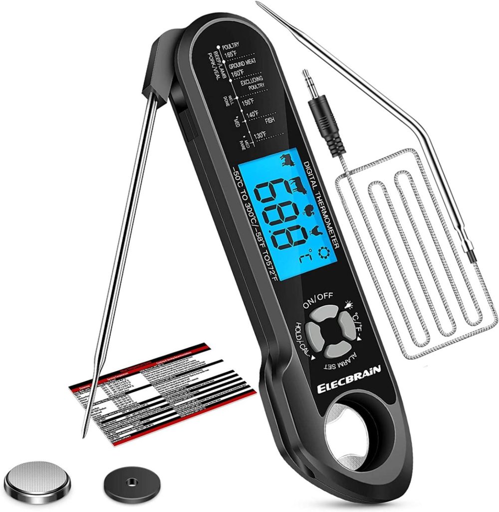 Kitchen Utensils & Gadgets |  Meat Thermometer, Instant Read Food Thermometer, Dual Probe 2 In 1 Waterproof Oven Thermometer With Alarm, Backlight, Calibration For Kitchen, Cooking, Bbq And Oil Deep Frying Home Decor & Cleaning ELECBRAiN