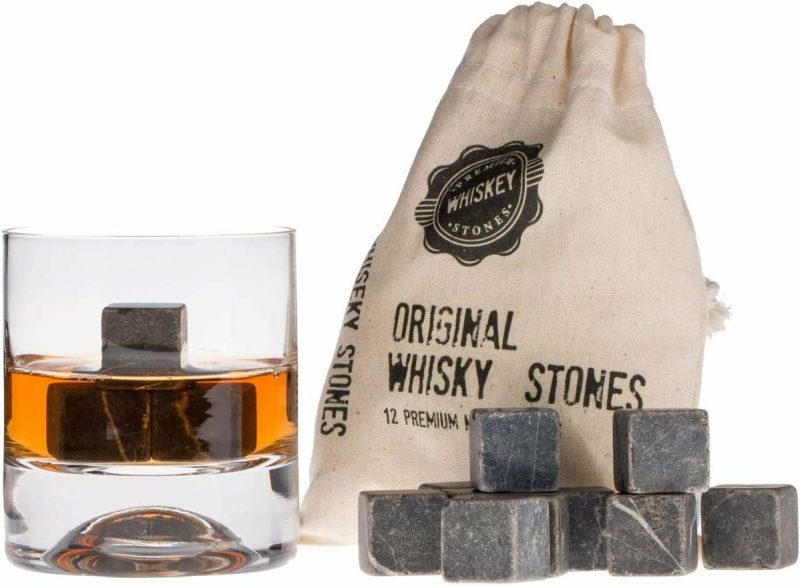 Kitchen Utensils & Gadgets |  Premium Whiskey Stones Gift Set With 12 Pcs Stones And Bag. Whiskey, Bourbon, Cognac, Scotch,Gin, Wine Beverage. Marble Reusable Ice Cubes. Birthday Gift For Whiskey Lovers.… (Dark Grey) Home Decor & Cleaning Dark Gray