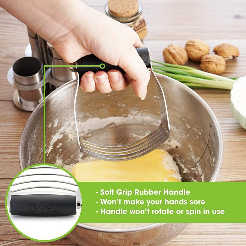 Kitchen Utensils & Gadgets |  Spring Chef Dough Blender, Top Professional Pastry Cutter With Heavy Duty Stainless Steel Blades Bakeware Bakeware