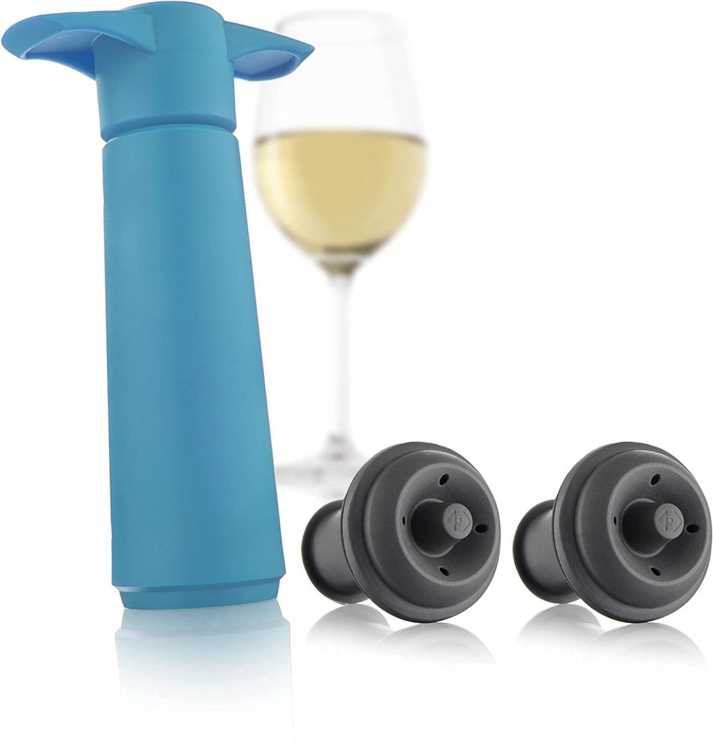 Kitchen Utensils & Gadgets |  The Original Vacu Vin Wine Saver With 2 Vacuum Stoppers, Blue Home Decor & Cleaning Blue with 2 wine stoppers