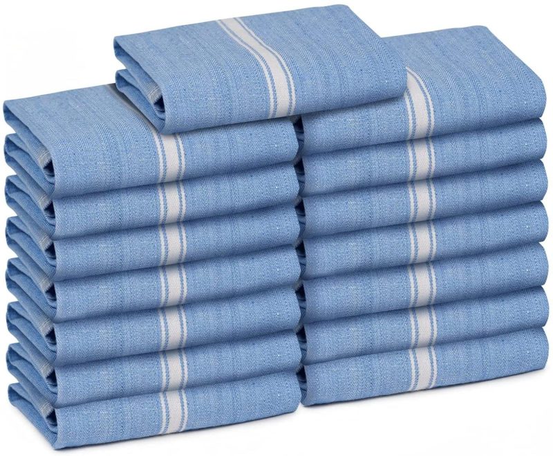 Kitchen Utensils & Gadgets |  Zeppoli Classic Kitchen Towels 100% Natural Cotton Dish Towels – Reusable Cleaning Cloths – Super Absorbent – Machine Washable Hand Towels Home Decor & Cleaning Blue