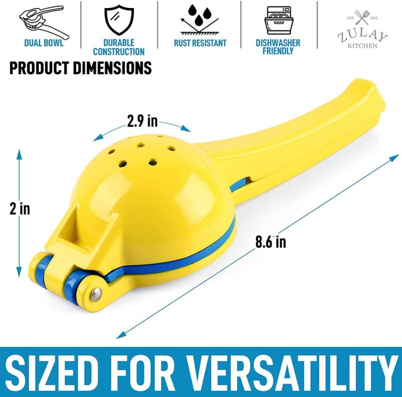 Kitchen Utensils & Gadgets |  Zulay Premium Quality Metal Lemon Lime Squeezer – Manual Citrus Press Juicer Home Decor & Cleaning Aspen Gold & Princess Blue