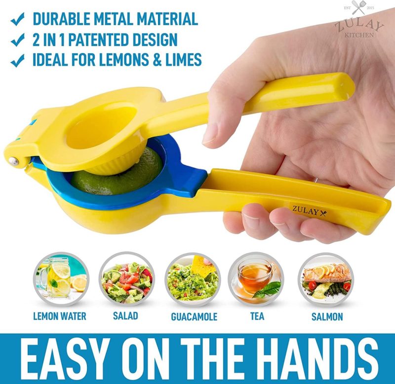 Kitchen Utensils & Gadgets |  Zulay Premium Quality Metal Lemon Lime Squeezer – Manual Citrus Press Juicer Home Decor & Cleaning Aspen Gold & Princess Blue