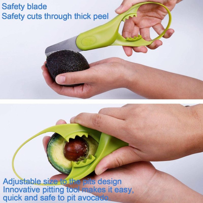 Kitchen Utensils & Gadgets |  Avocado Slicer,Avocado Tool 3In1 Avocado Slicer Kamizen Stainless Steel Safety Blade For Avocado And Multifunction Fruit Cutter,Green-Slicer 9.2"X3.3"X0.8" Men,Women And Children(1-Pack) Home Decor & Cleaning Accessory USA