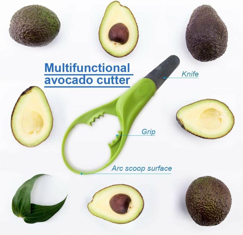 Kitchen Utensils & Gadgets |  Avocado Slicer,Avocado Tool 3In1 Avocado Slicer Kamizen Stainless Steel Safety Blade For Avocado And Multifunction Fruit Cutter,Green-Slicer 9.2"X3.3"X0.8" Men,Women And Children(1-Pack) Home Decor & Cleaning Accessory USA