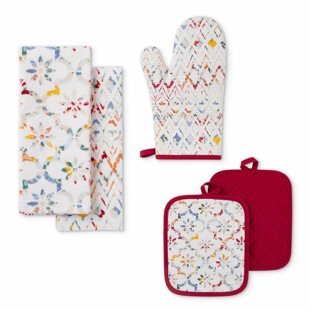 Kitchen & Table Linens |  5 Pieces Kitchen Towel, Pot Holder, And Oven Mitt Set, Multi, 15"W X 25"L Home Decor & Cleaning Kitchen & Dining