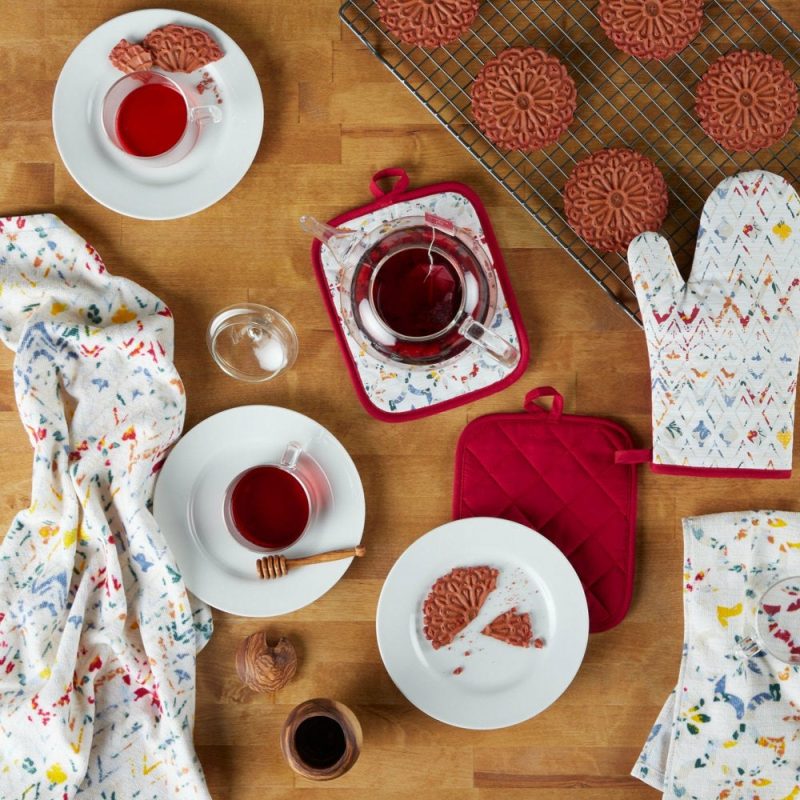 Kitchen & Table Linens |  5 Pieces Kitchen Towel, Pot Holder, And Oven Mitt Set, Multi, 15"W X 25"L Home Decor & Cleaning Kitchen & Dining