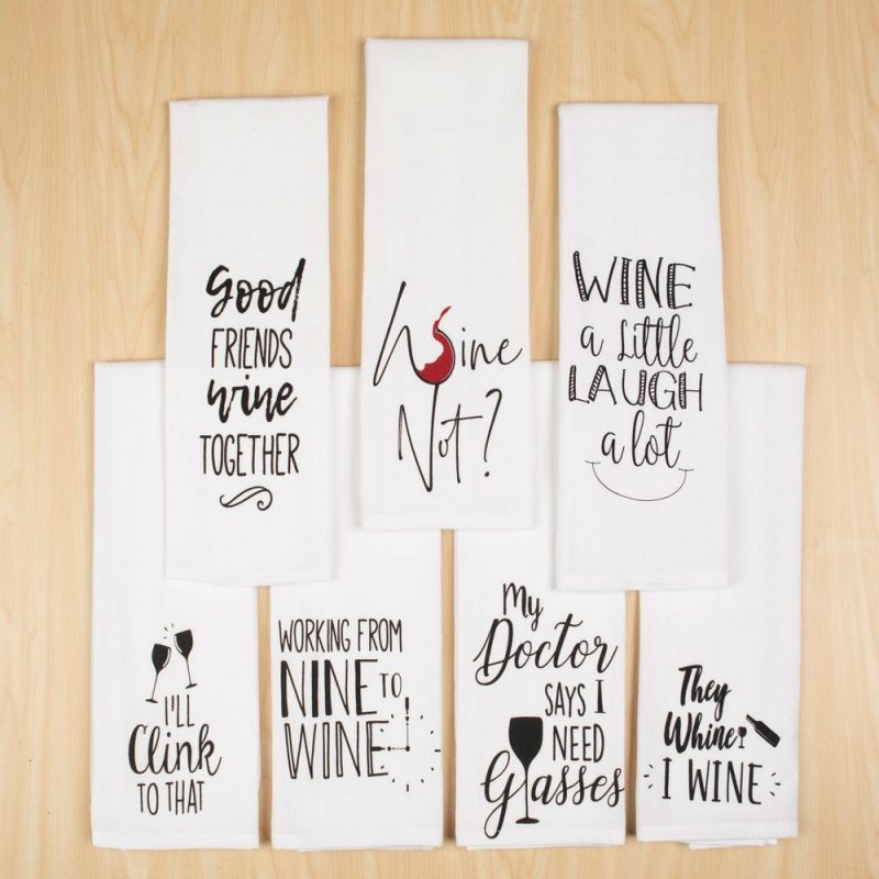 Kitchen & Dining |  7 Piece Set  "Wine Not Have Fun" Flour Sack Kitchen Towel Home Decor & Cleaning JVS Export