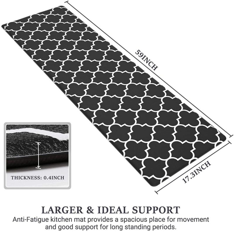 Kitchen & Dining |  Wiselife Kitchen Mat Cushioned Anti-Fatigue Kitchen Rug, 17.3"X 59" Waterproof Non-Slip Kitchen Mats And Rugs Heavy Duty Pvc Ergonomic Comfort Mat Home Decor & Cleaning black