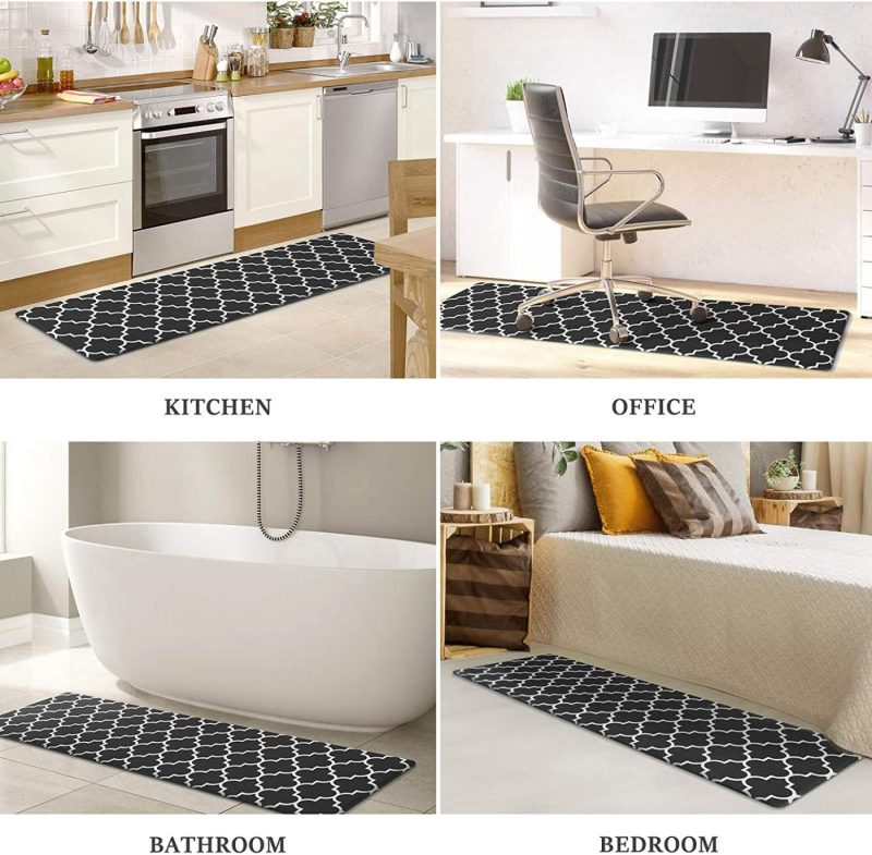 Kitchen & Dining |  Wiselife Kitchen Mat Cushioned Anti-Fatigue Kitchen Rug, 17.3"X 59" Waterproof Non-Slip Kitchen Mats And Rugs Heavy Duty Pvc Ergonomic Comfort Mat Home Decor & Cleaning black