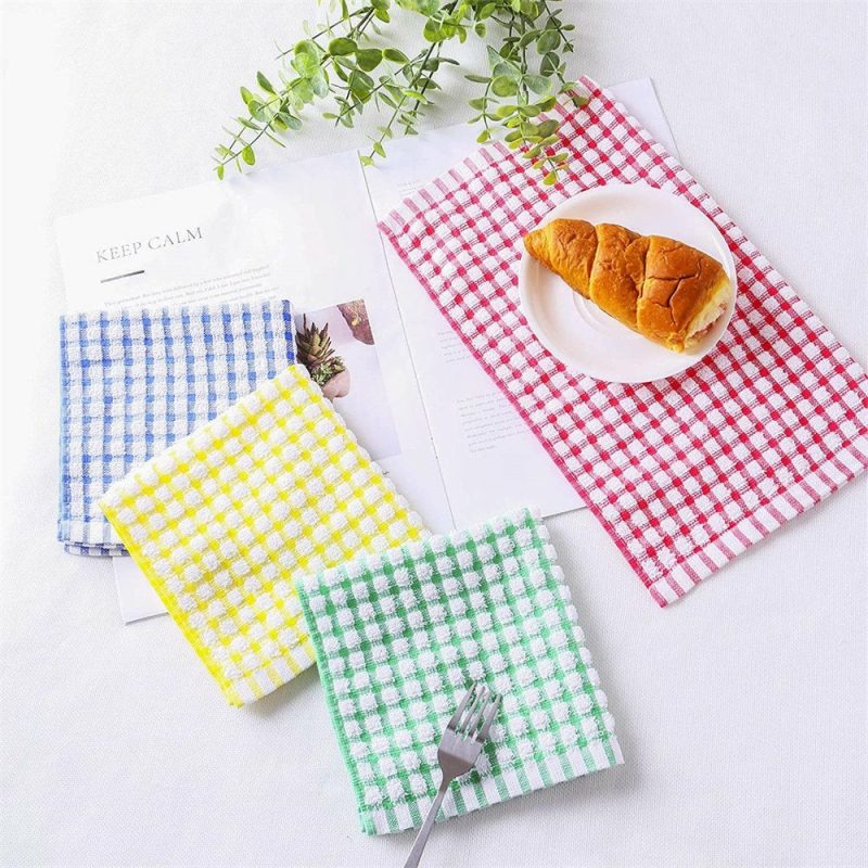 Kitchen & Dining |  Kitchen Dishcloth Set, 12"X12" 12-Pack, Pure Cotton Cleaning Dish Towel, Highly Absorbent (Mix Color) Home Decor & Cleaning Egles