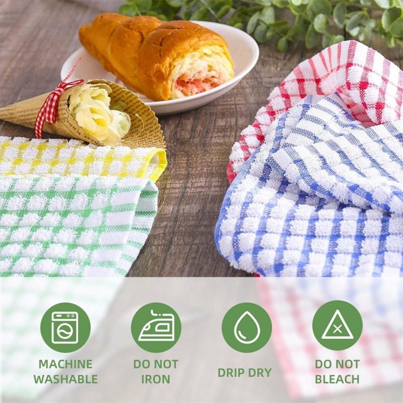 Kitchen & Dining |  Kitchen Dishcloth Set, 12"X12" 12-Pack, Pure Cotton Cleaning Dish Towel, Highly Absorbent (Mix Color) Home Decor & Cleaning Egles