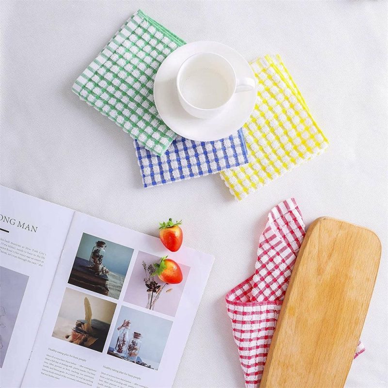 Kitchen & Dining |  Kitchen Dishcloth Set, 12"X12" 12-Pack, Pure Cotton Cleaning Dish Towel, Highly Absorbent (Mix Color) Home Decor & Cleaning Egles