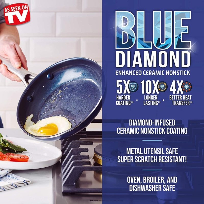 Kitchen & Dining |  Blue Diamond Cookware Toxin Free Ceramic Nonstick Safe Open Frypan, Frying Pan, 10" Cookware Blue Diamond Cookware