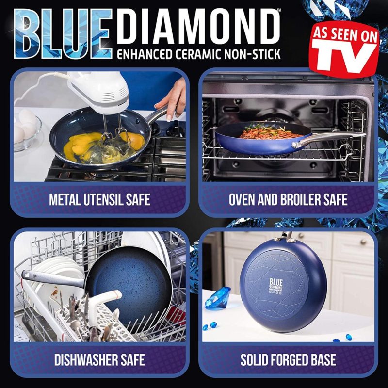 Kitchen & Dining |  Blue Diamond Cookware Toxin Free Ceramic Nonstick Safe Open Frypan, Frying Pan, 10" Cookware Blue Diamond Cookware