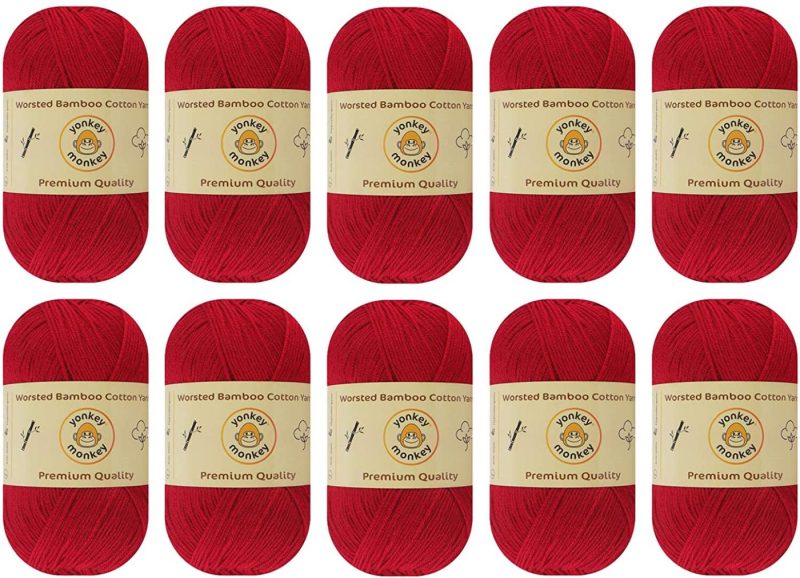 Knitting & Crochet |  10-Pack Yonkey Monkey Skein Tencel Yarn – 70% Bamboo, 30% Cotton – Softest Quality Crocheting, Knitting Supplies – Lightweight And Breathable Fabric Threads 210 Meters Arts, Crafts & Sewing Berry 9032