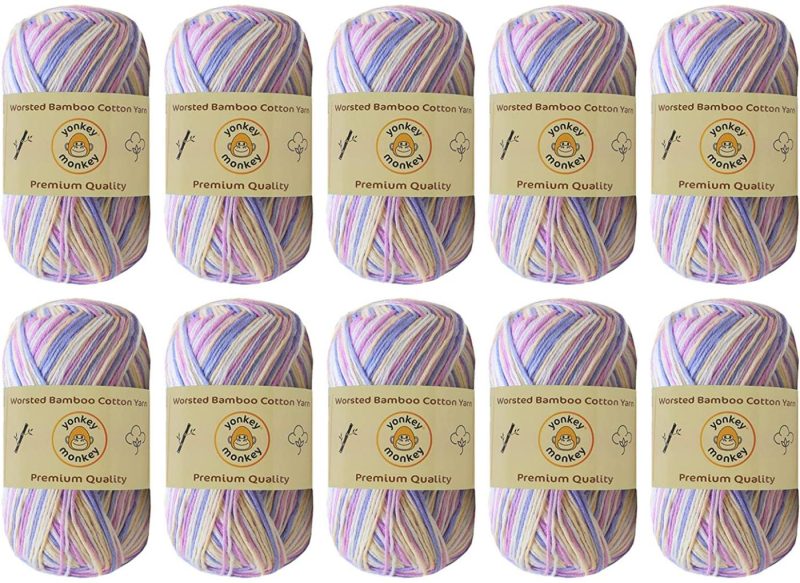 Knitting & Crochet |  10-Pack Yonkey Monkey Skein Tencel Yarn – 70% Bamboo, 30% Cotton – Softest Quality Crocheting, Knitting Supplies – Lightweight And Breathable Fabric Threads 210 Meters Arts, Crafts & Sewing Berry 9032