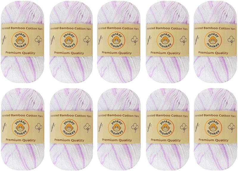 Knitting & Crochet |  10-Pack Yonkey Monkey Skein Tencel Yarn – 70% Bamboo, 30% Cotton – Softest Quality Crocheting, Knitting Supplies – Lightweight And Breathable Fabric Threads 210 Meters Arts, Crafts & Sewing Berry 9032