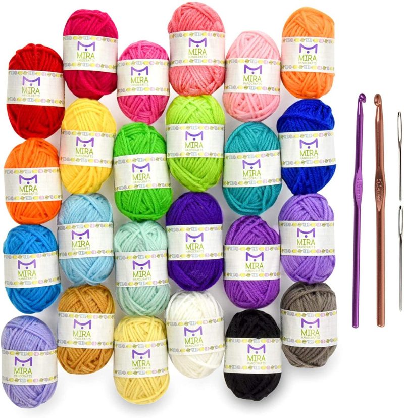 Knitting & Crochet |  Mira Handcrafts 24 Acrylic Yarn Skeins Total Of 525 Yards Craft Yarn For Knitting And Crochet Arts, Crafts & Sewing Knitting & Crochet