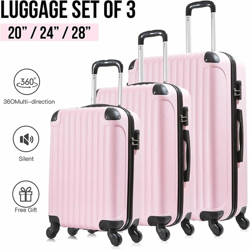 Luggage |  3 Piece Suitcase With Spinner Wheels, Luggage Suitcases Lightweight Clearance, Travel Luggage Set Includes 20 /24 /28 Inch Luggage Black2