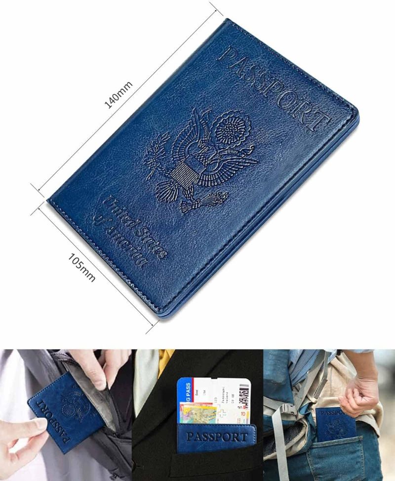 Luggage Accessories |  2 Pack Leather Passport Holder With Vaccine Card Slot, Waterproof Passport And Vaccine Card Holder Combo, Passport And Vaccine Card Holder Luggage black