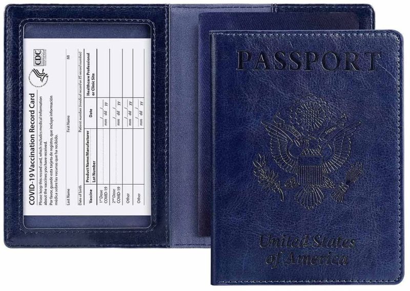 Luggage Accessories |  2 Pack Leather Passport Holder With Vaccine Card Slot, Waterproof Passport And Vaccine Card Holder Combo, Passport And Vaccine Card Holder Luggage black