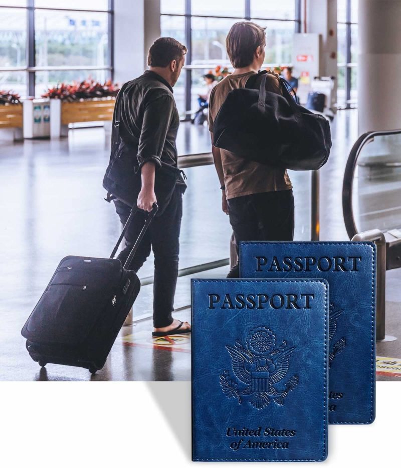 Luggage Accessories |  2 Pack Leather Passport Holder With Vaccine Card Slot, Waterproof Passport And Vaccine Card Holder Combo, Passport And Vaccine Card Holder Luggage black