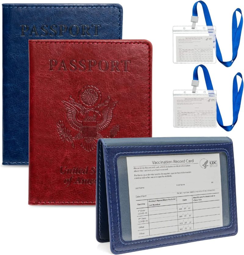 Luggage Accessories |  2 Pack Waterproof Pu Leather Passport And Vaccine Card Holder Combo And Vaccine Card Protector Waterproof Luggage CreekT