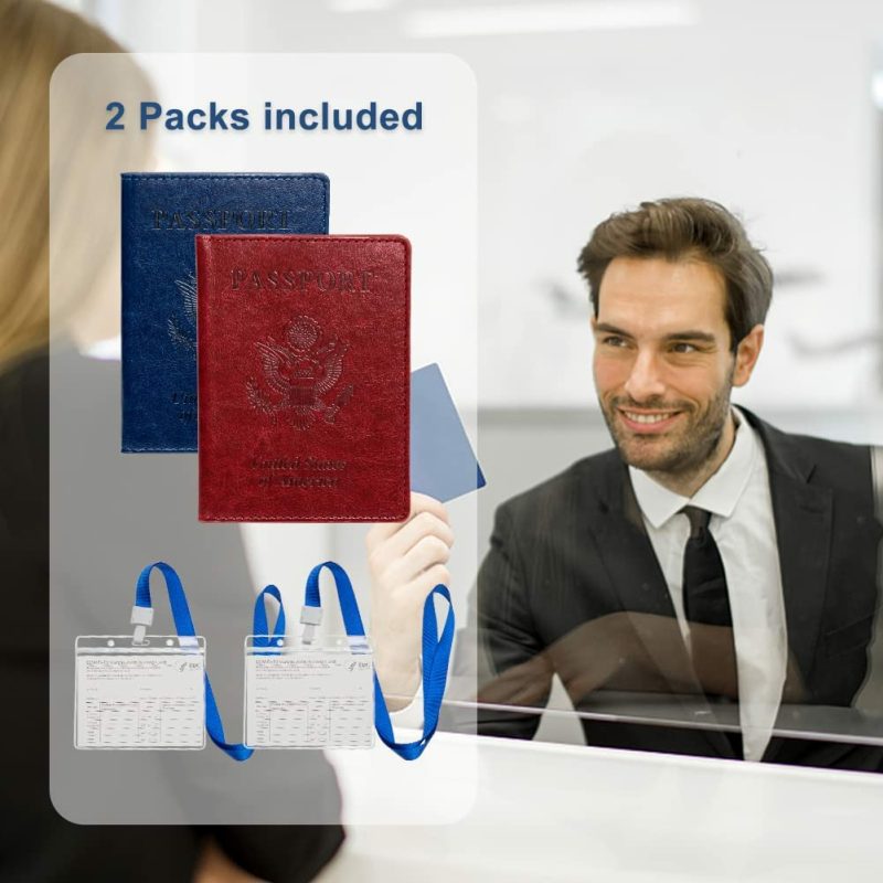 Luggage Accessories |  2 Pack Waterproof Pu Leather Passport And Vaccine Card Holder Combo And Vaccine Card Protector Waterproof Luggage CreekT