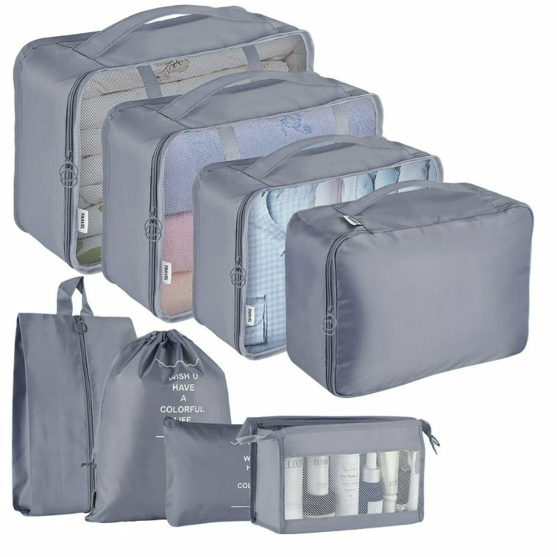 Luggage Accessories |  8Pcs Travel Cubes Set Foldable Suitcase Organizer Lightweight Luggage Storage Bag, Gray Luggage & Travel Gear KOOVON