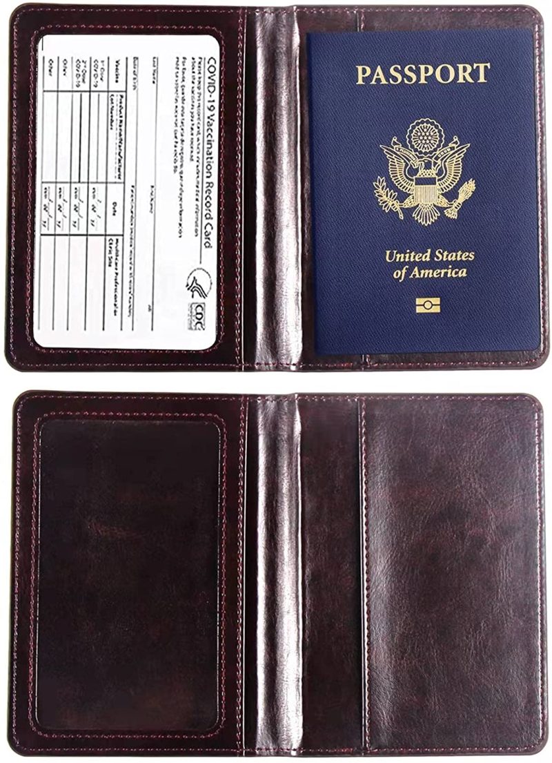 Luggage Accessories |  Passport And Vaccine Card Holder Combo, Passport Holder With Vaccine Card Slot, Pu Leather Passport Cover And Vaccine Card Protector Luggage black