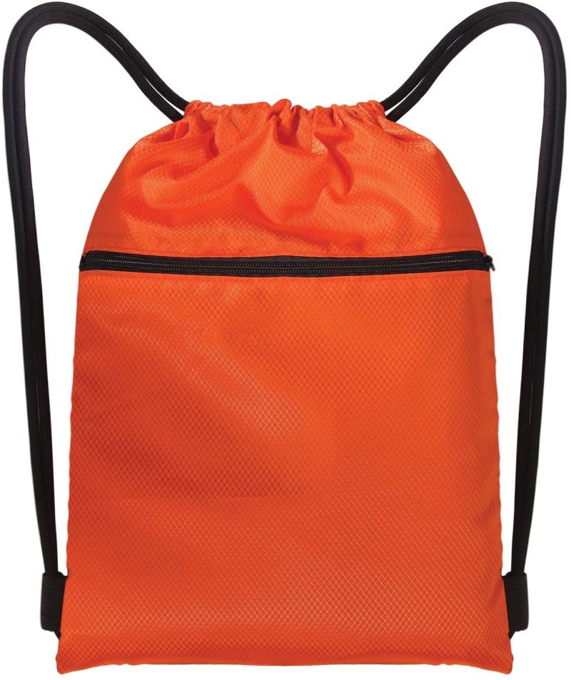 Luggage |  Drawstring Strings Bags With Pockets Sports Athletic School Travel Gym Cinch Sack Lightweight Backpack For Men And, Orange Luggage black