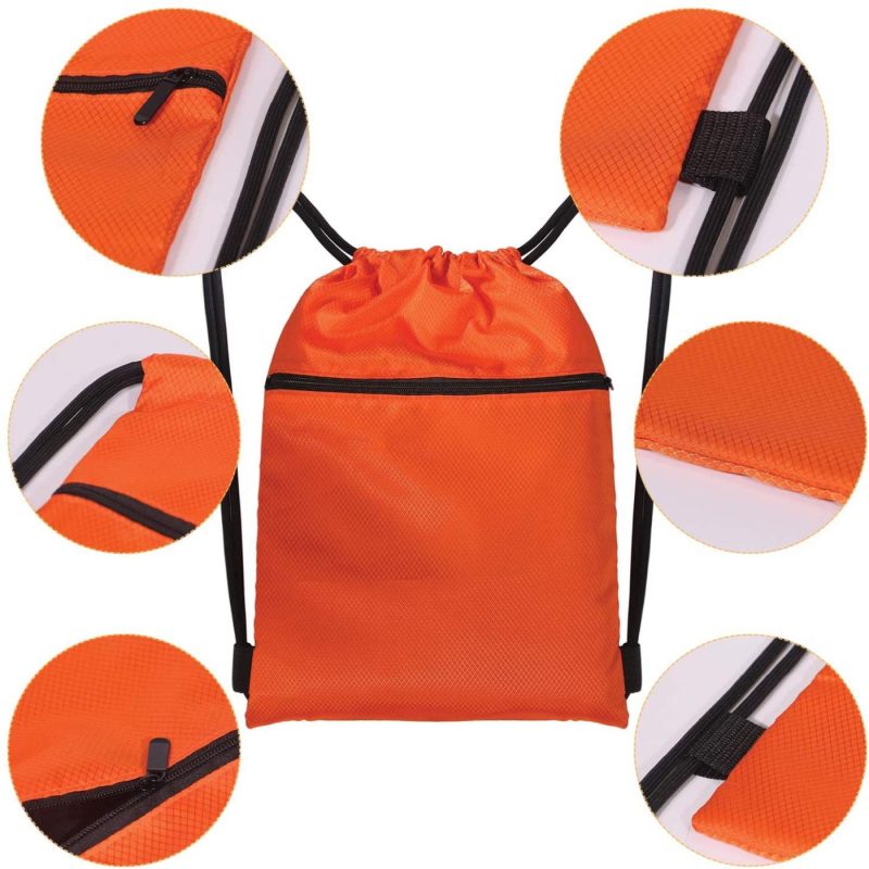 Luggage |  Drawstring Strings Bags With Pockets Sports Athletic School Travel Gym Cinch Sack Lightweight Backpack For Men And, Orange Luggage black