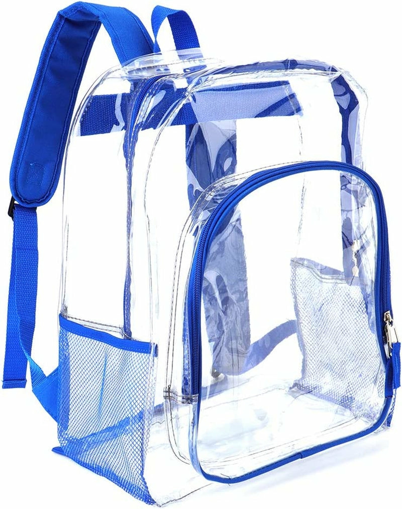 Luggage |  Heavy Duty Transparent Clear Backpack Plastic Bookbags See Through Backpacks For School (Blue) Luggage black