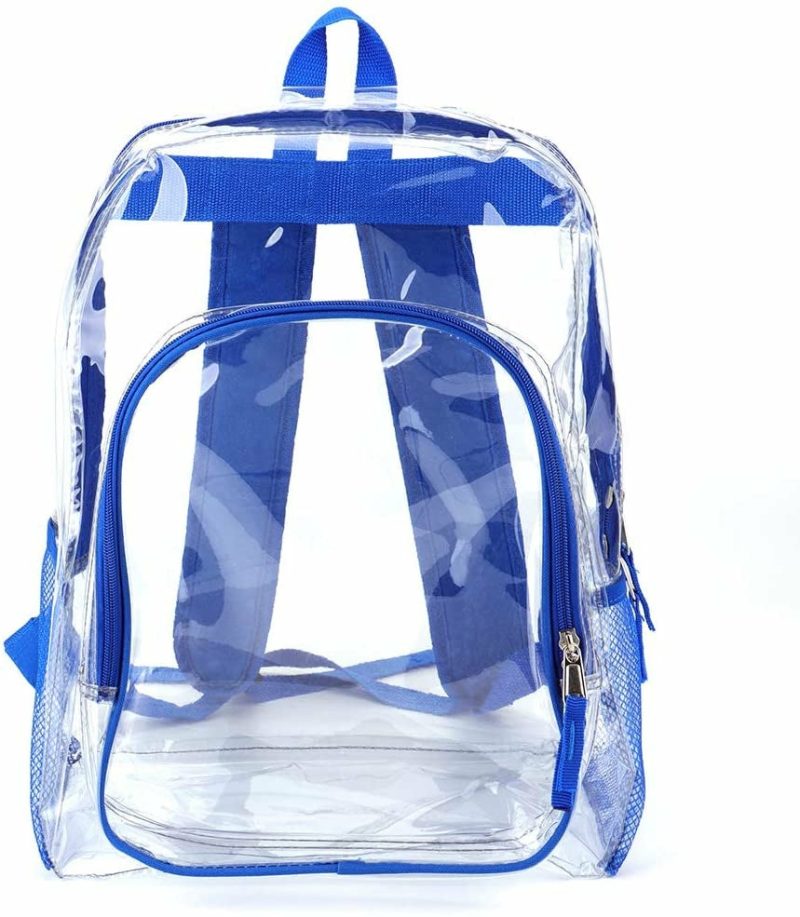 Luggage |  Heavy Duty Transparent Clear Backpack Plastic Bookbags See Through Backpacks For School (Blue) Luggage black