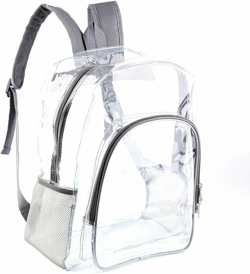 Luggage |  Heavy Duty Transparent Clear Backpack Plastic Bookbags See Through Backpacks For School (Blue) Luggage black