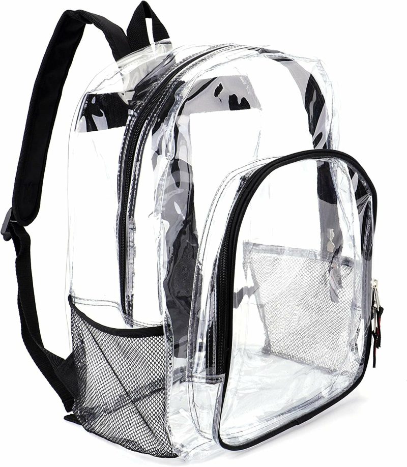 Luggage |  Heavy Duty Transparent Clear Backpack Plastic Bookbags See Through Backpacks For School (Blue) Luggage black