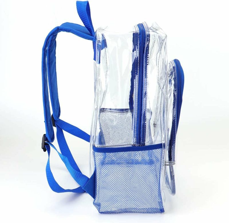 Luggage |  Heavy Duty Transparent Clear Backpack Plastic Bookbags See Through Backpacks For School (Blue) Luggage black