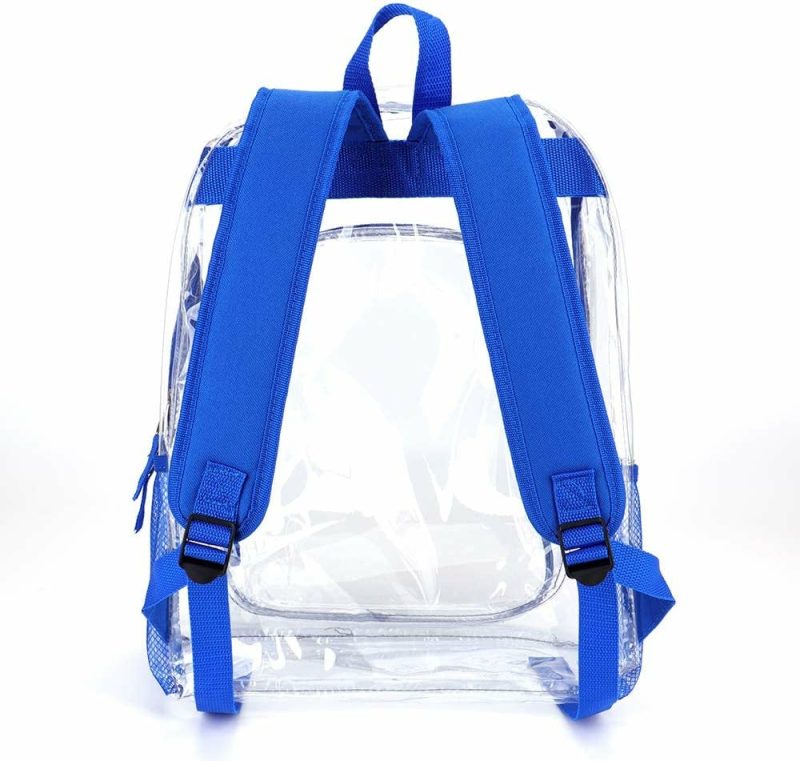 Luggage |  Heavy Duty Transparent Clear Backpack Plastic Bookbags See Through Backpacks For School (Blue) Luggage black