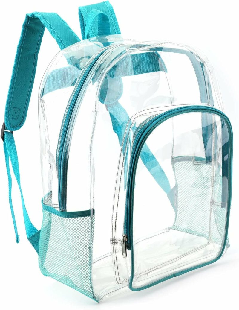 Luggage |  Heavy Duty Transparent Clear Backpack Plastic Bookbags See Through Backpacks For School (Blue) Luggage black