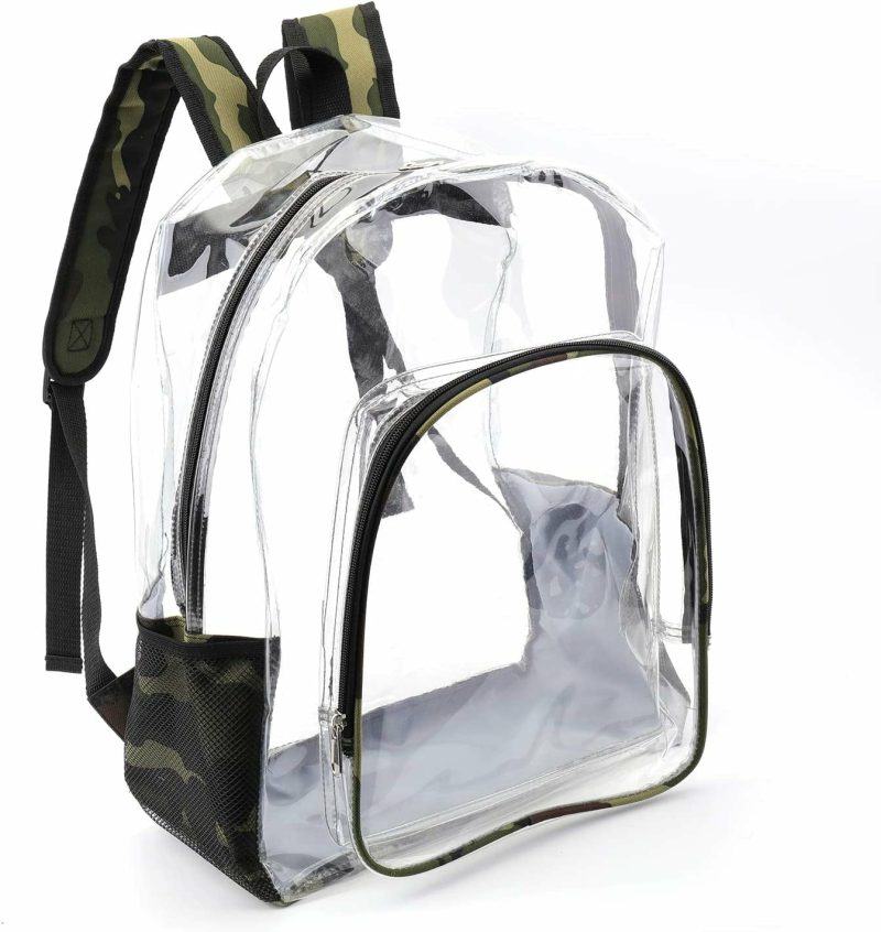 Luggage |  Heavy Duty Transparent Clear Backpack Plastic Bookbags See Through Backpacks For School (Blue) Luggage black