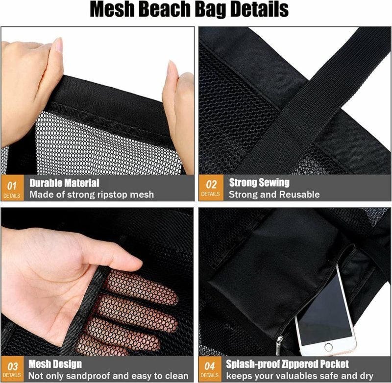 Luggage |  Mesh Beach Tote Bag For Xl Luggage black