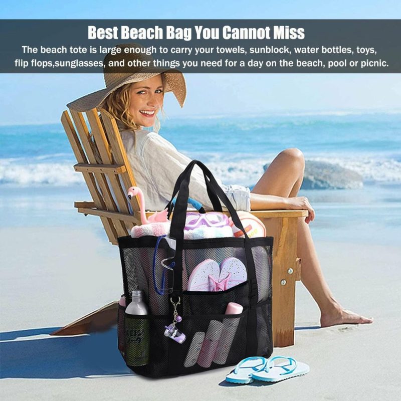 Luggage |  Mesh Beach Tote Bag For Xl Luggage black