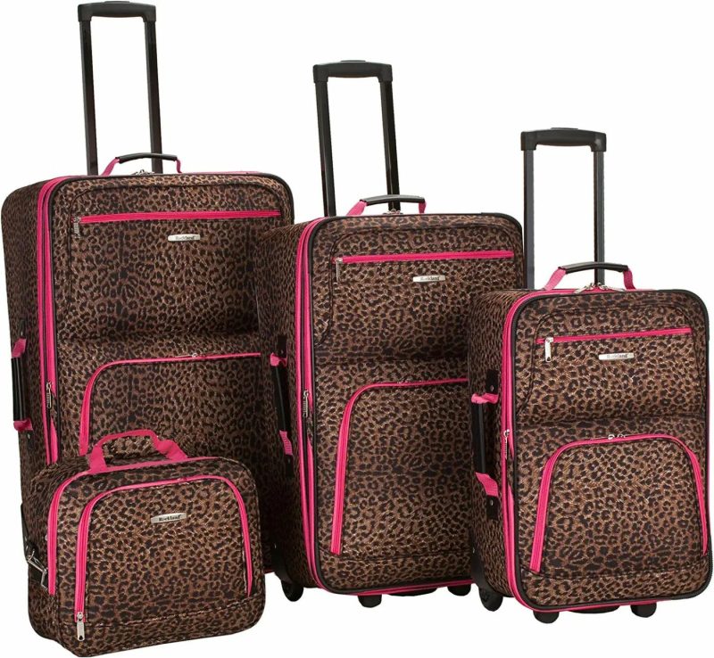 Luggage |  Rockland Jungle Softside Upright Luggage Set 4-Piece (14/29/24/28) Luggage Blue Leopard