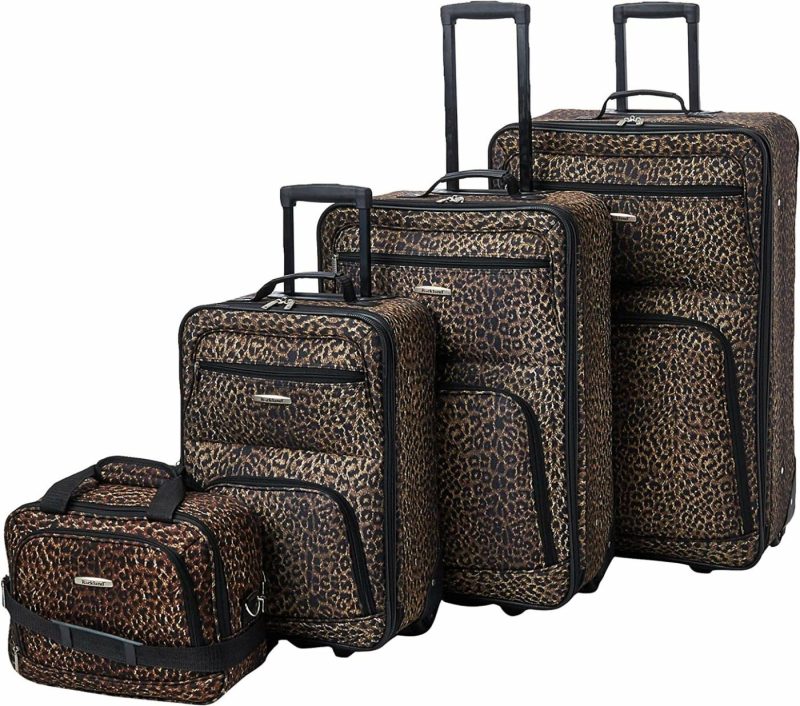 Luggage |  Rockland Jungle Softside Upright Luggage Set 4-Piece (14/29/24/28) Luggage Blue Leopard