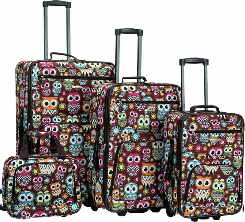 Luggage |  Rockland Jungle Softside Upright Luggage Set 4-Piece (14/29/24/28) Luggage Blue Leopard