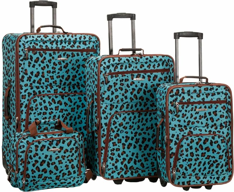 Luggage |  Rockland Jungle Softside Upright Luggage Set 4-Piece (14/29/24/28) Luggage Blue Leopard