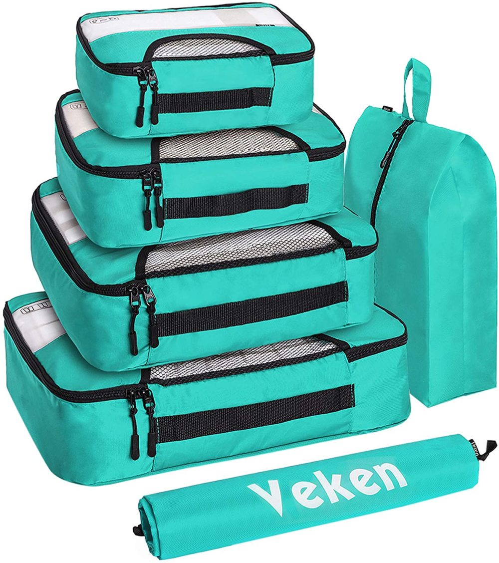 Luggage |  Veken 6 Set Packing Cubes, Travel Luggage Organizers With Laundry Bag & Shoe Bag Luggage black