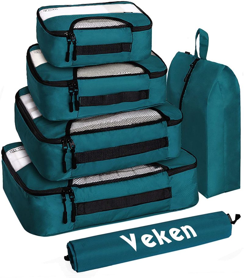 Luggage |  Veken 6 Set Packing Cubes, Travel Luggage Organizers With Laundry Bag & Shoe Bag Luggage black